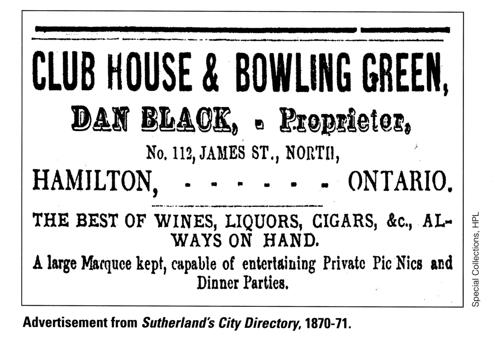 Advertisement from Sutherland's City Directory, 1870-71