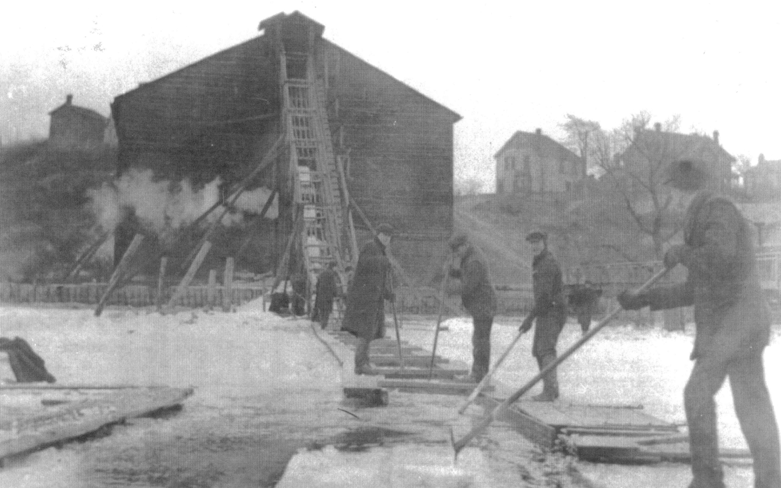 Ice Harvesting near the foot of Bay St