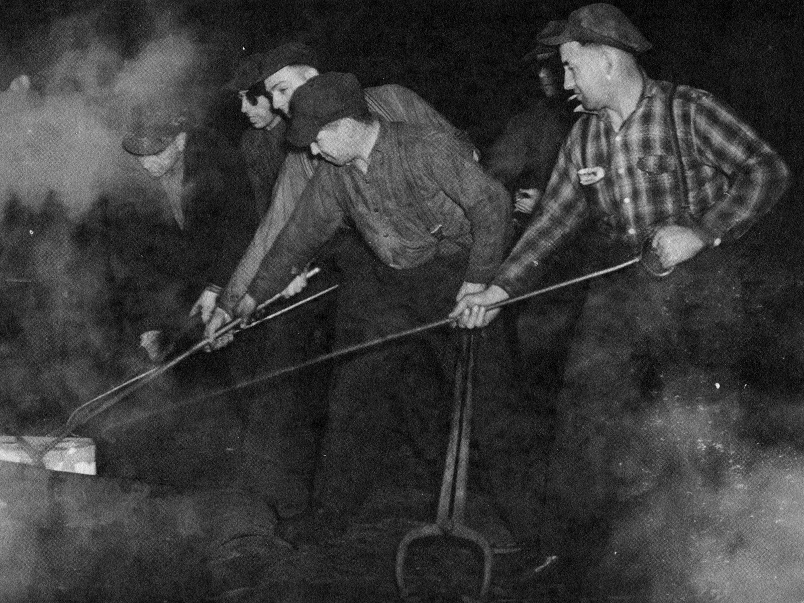 Blast furnace workers